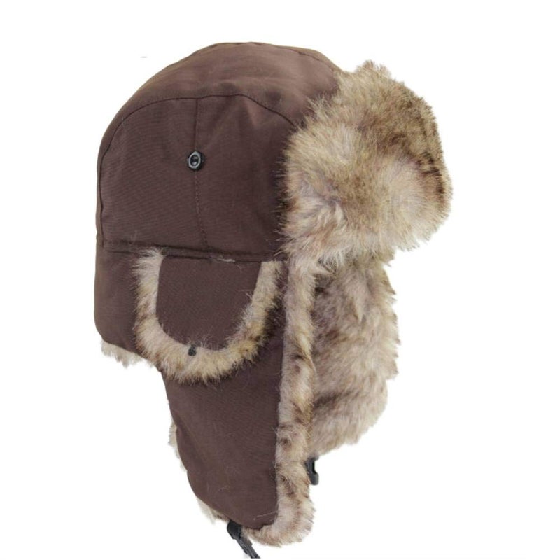 ASWER Trapper Warm Russian Trooper Hat Winter Skiing Cap Women Men Windproof Coffee - Image 1
